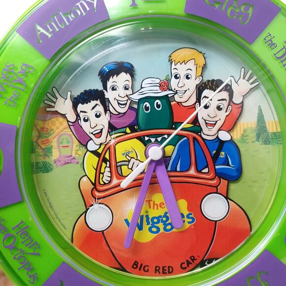 The Wiggles Big Red Car Clock Vintage Wags Dorothy Dinosaur Feathersword Jeff - Picture 3 of 8